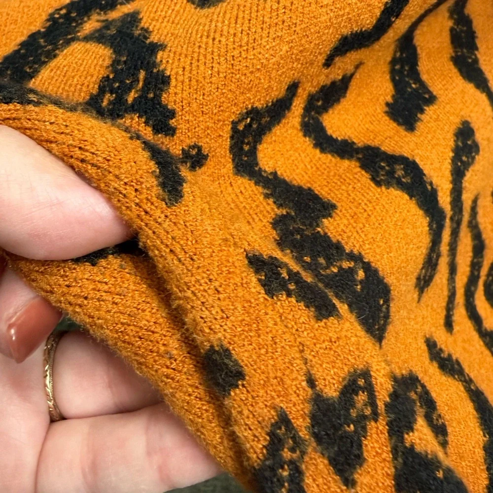Anthropologie Contrast Tiger Knit Sweater Pants 2x - Picture 5 of 6